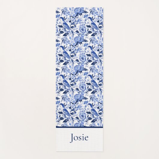Blue Bird Chinoiserie Monogram Yogamat (Voorkant)