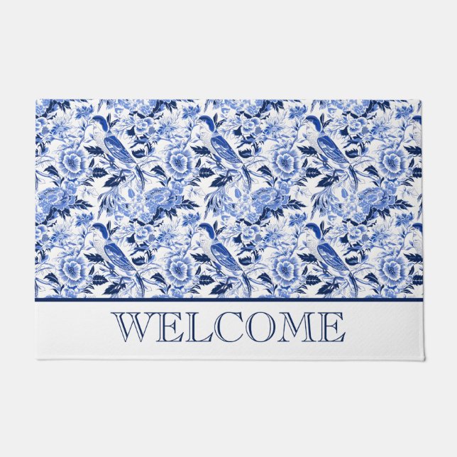 Blue Bird Chinoiserie Welcome Deurmat (Voorkant)