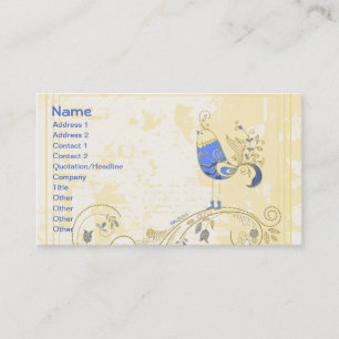 Blue Bird Cute Girly Retro Floral Visitekaartje