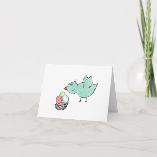 Blue Bird Easter Sticker Bedankkaart (Voorkant)