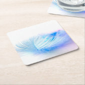 Blue Bird Feather Plume Kartonnen Onderzetters (Schuin)