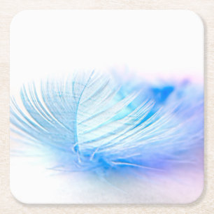 Blue Bird Feather Plume Kartonnen Onderzetters
