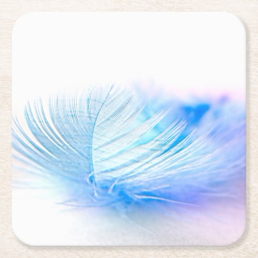 Blue Bird Feather Plume Kartonnen Onderzetters (Voorkant)