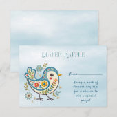 Blue Bird Floral Baby shower Informatiekaartje (Voorkant / Achterkant)