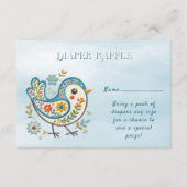 Blue Bird Floral Baby shower Informatiekaartje (Voorkant)