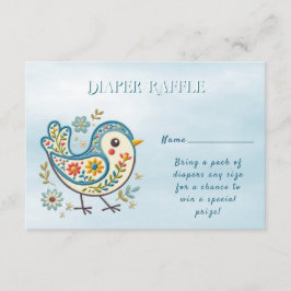 Blue Bird Floral Baby shower Informatiekaartje