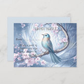 Blue Bird Floral Baby Shower Informatiekaartje (Voorkant / Achterkant)