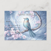 Blue Bird Floral Baby Shower Informatiekaartje (Voorkant)