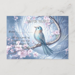 Blue Bird Floral Baby Shower Informatiekaartje