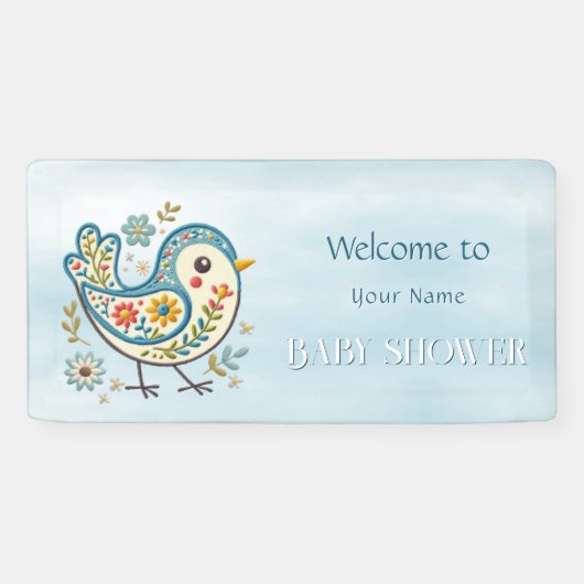 Blue Bird Floral Baby shower Spandoek (Horizontaal)