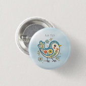 Blue Bird Floral Button (Voorkant /achterkant)