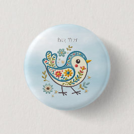 Blue Bird Floral Button