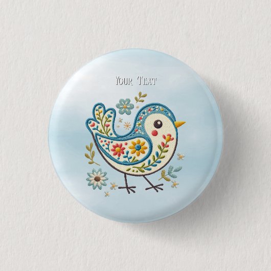 Blue Bird Floral Button (Voorkant)