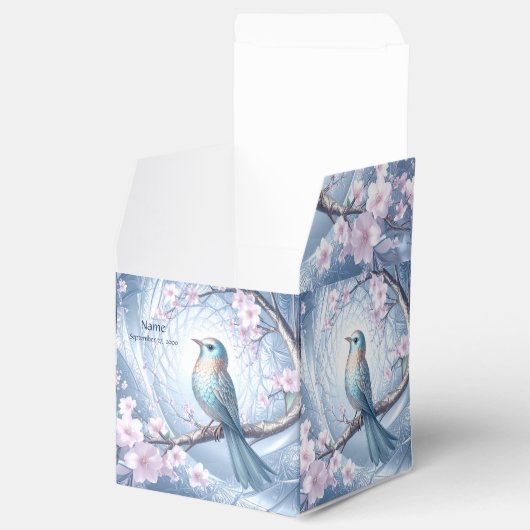 Blue Bird Floral Favor Box Bedankdoosjes (Geopend)