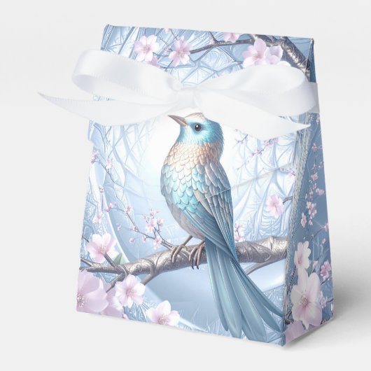 Blue Bird Floral Favor Box Bedankdoosjes (Voorkant Zijde)