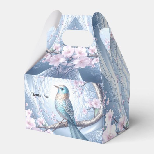 Blue Bird Floral Favor Box Bedankdoosjes (Achterkant)