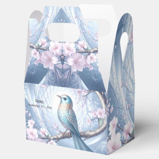 Blue Bird Floral Favor Box Bedankdoosjes (Geopend)