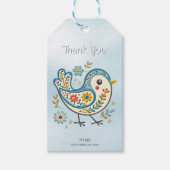 Blue Bird Floral Gift Label Cadeaulabel (Voorkant)