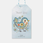 Blue Bird Floral Gift Label Cadeaulabel (Achterkant)