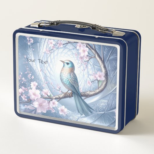 Blue Bird Floral Metal Lunch Box (Achterkant)