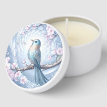 Blue Bird Floral Mini Candle Favors
