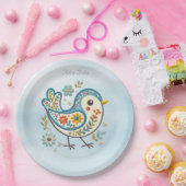 Blue Bird Floral Paper Bord (Feest)