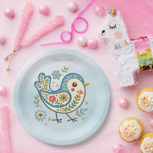 Blue Bird Floral Paper Bord (Feest)