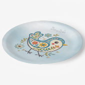 Blue Bird Floral Paper Bord (Gekanteld)