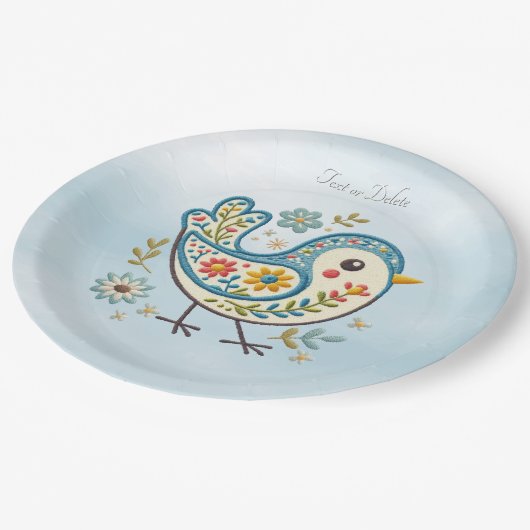 Blue Bird Floral Paper Bord (Gekanteld)