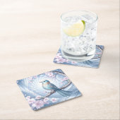 Blue Bird Floral Paper Coaster Kartonnen Onderzetters (Insitu)