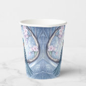 Blue Bird Floral Paper Cups Papieren Bekers (Rechts)