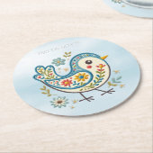 Blue Bird Floral Paper Onderzetter (Gebogen)