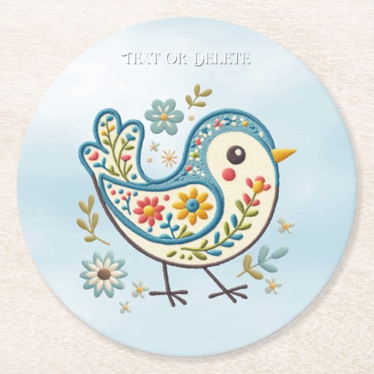 Blue Bird Floral Paper Onderzetter (Voorkant)