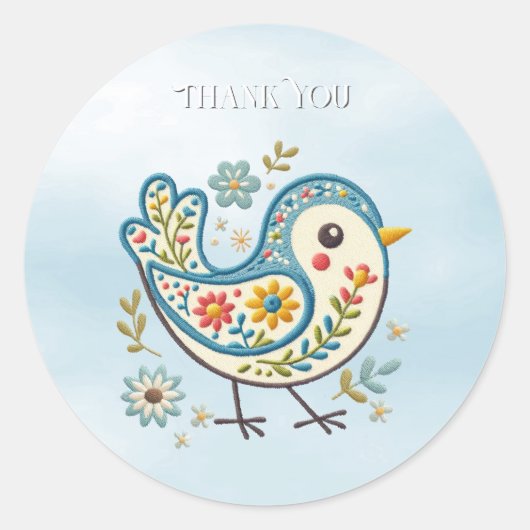 Blue Bird Floral Sticker (Voorkant)