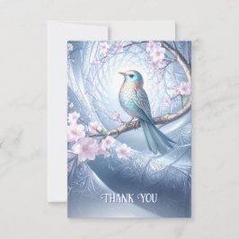 Blue Bird Floral Thank You Card Bedankkaart