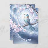 Blue Bird Floral Thank You Card Bedankkaart (Voorkant / Achterkant)