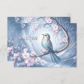 Blue Bird Floral Thank You Card Bedankkaart (Voorkant / Achterkant)