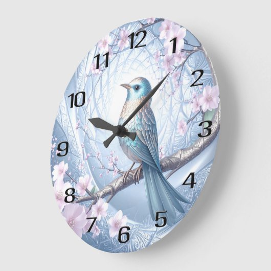 Blue Bird Floral Wall Clock Grote Klok (Hoek)