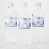 Blue Bird Floral Water Bottle Label Waterfles Etiket (Flessen)