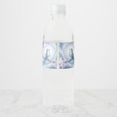 Blue Bird Floral Water Bottle Label Waterfles Etiket (Achterkant)