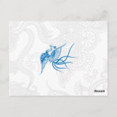 Blue Bird & Floral Wedattable Nummerkaarten Briefkaart (Achterkant)
