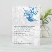 Blue Bird & Floral Wedding Jubileum Invite Kaart (Staand voorkant)