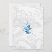 Blue Bird & Floral Wedding Jubileum Invite Kaart (Achterkant)