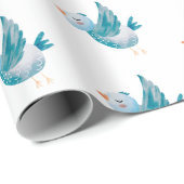 Blue Bird Flying Wrapping Paper Cadeaupapier (Rol Hoek)