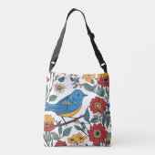 Blue Bird Folk Art Floral Canvas tas (Achterkant)