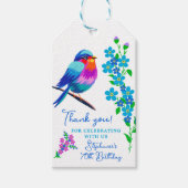Blue Bird Forget Me Not Bloemen 70e Verjaardag Fav Cadeaulabel (Voorkant)