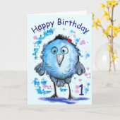 Blue Bird Funny Verjaardag Kaart (Gele Bloem)