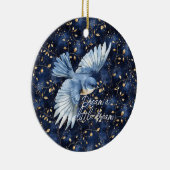 Blue Bird Gold Leaves Dream Keramisch Ornament (Rechts)