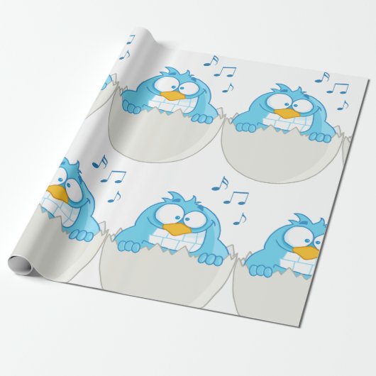 Blue Bird Hatching Cadeaupapier (Uitgerold)