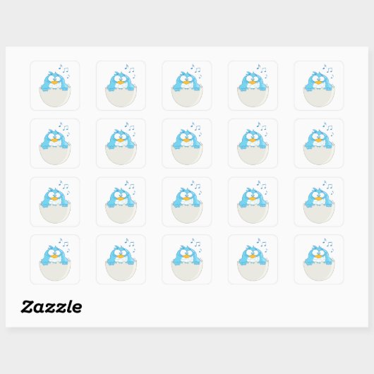 Blue Bird Hatching Vierkante Sticker (Vel)